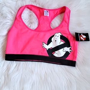 Hot pink Ghostbusters sports bra